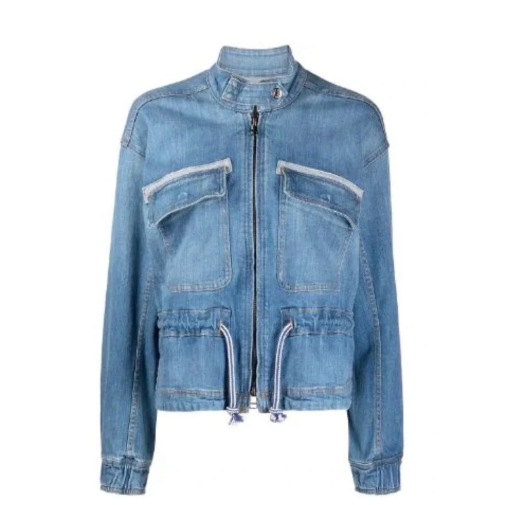 Veronica Beard Roz Drawstring Denim Jacket Astra Wash Blue XS - Picture 2 of 16